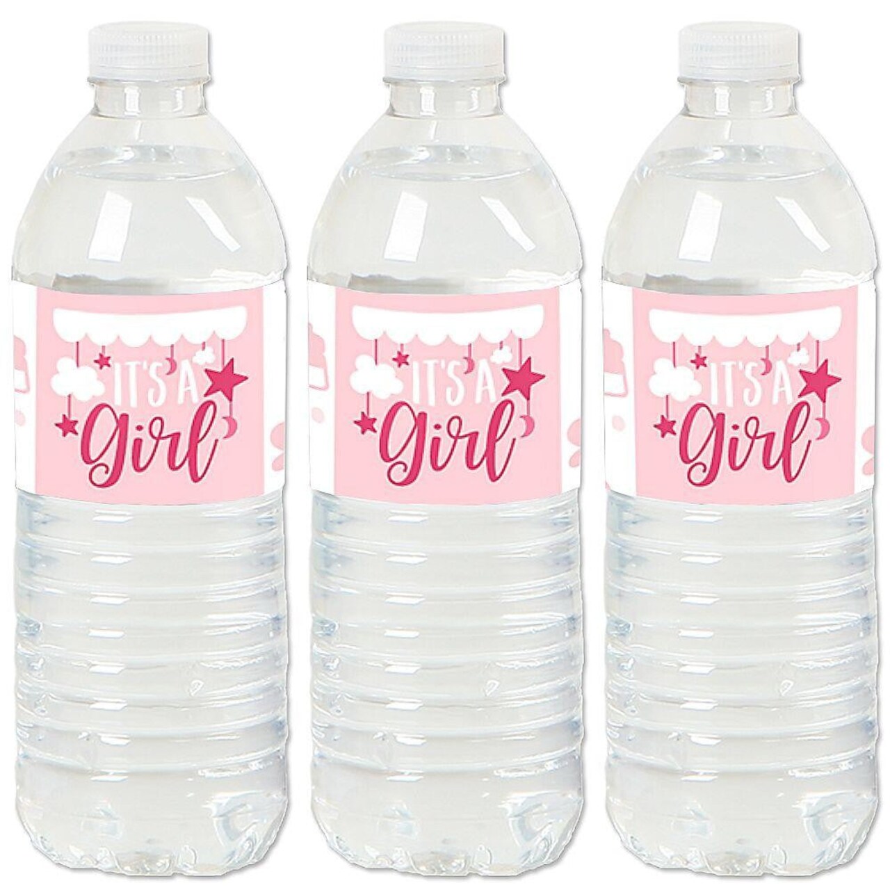 Big Dot of Happiness It's a Girl - Pink Baby Shower Water Bottle Sticker Labels - Set of 20